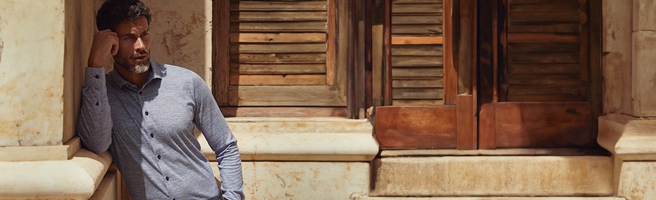 heren overhemd blauw