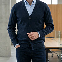 Dark jeans and cardigan