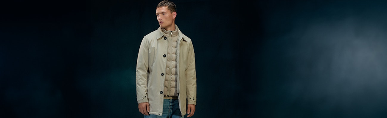 lange beige winterjas