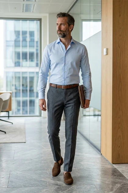 Trousers: chinos and neat dress trousers