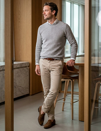 Beige and grey knit
