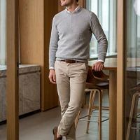 Beige and grey knit